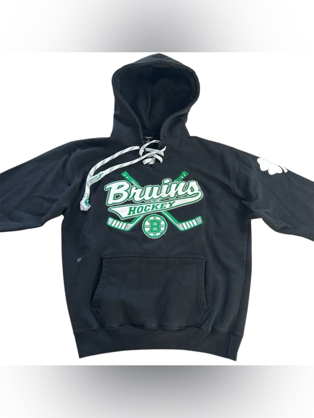 Boston Bruins NHL St. Patrick’s Day Signature Concepts Lace-Up Hoodie size L - Picture 2 of 11